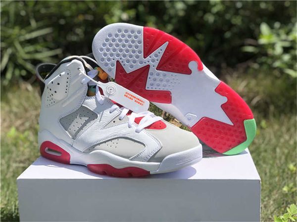 

release authentic 6 hare neutral grey white true red black bugs bunny 6s men women outdoor shoes trainers sneakers ct8529-062 with box, White;red