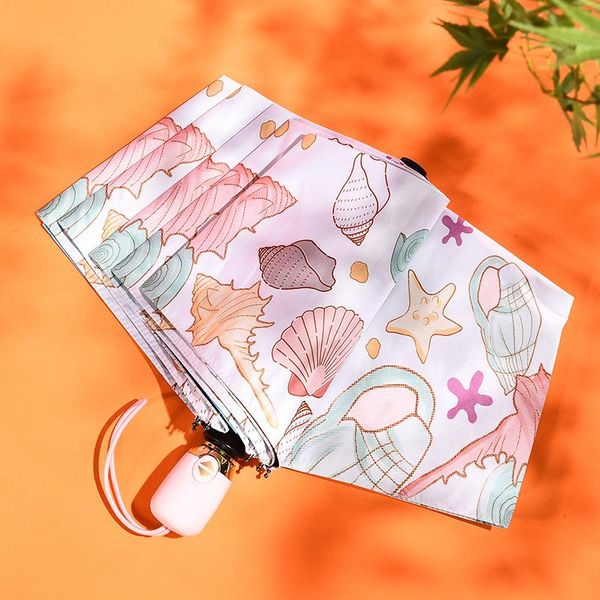 

umbrellas automatic umbrella rain women three-folding windproof pure color female waterproof parasol