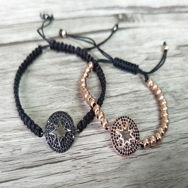 

5pcs micro pave cz turkish style connector charm & round beads bracelet braided macrame handcraft jewelry xmas gift bg126, Golden;silver
