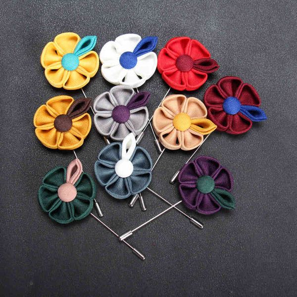 30 unids/lote hecho a mano dos tonos Kanzashi Pin traje accesorio de boda, solapa de flores para hombre