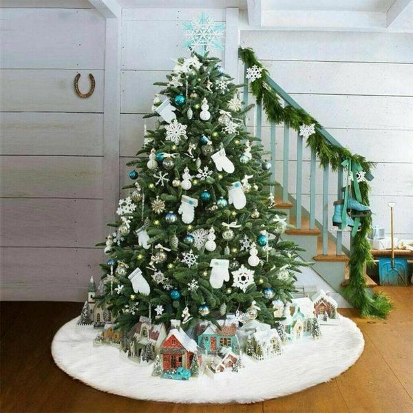 

christmas decorations tree skirt plush faux fur xmas carpet ornament merry navidad decor home year m3k5