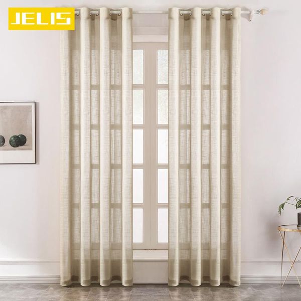 

luxurious linen solid color sheer curtains for living room bedroom home decoration window voiles tulle curtain & drapes
