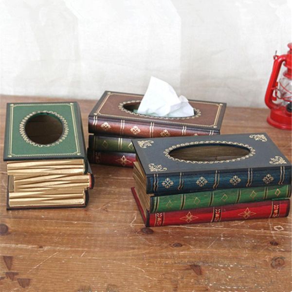 

tissue boxes & napkins hand-painted book paper holder retro wooden box restaurant tube el organizer storage case household decor