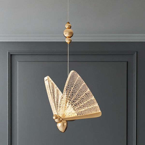 

modern led pendant lamp glass living bedroom decoration lighting fixtures butterfly hanging fancy bar designer indoor light lamps