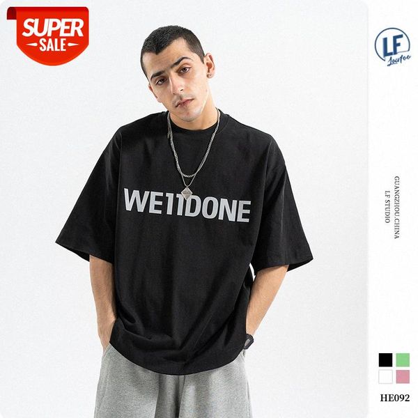

lawfoo men's reflective letter printing oversize short-sleeved t-shirt #ft2a, White;black