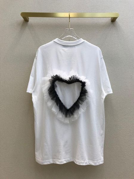 

summer women's products casual simple wild lace love loose round neck short sleeve t-shirt, White