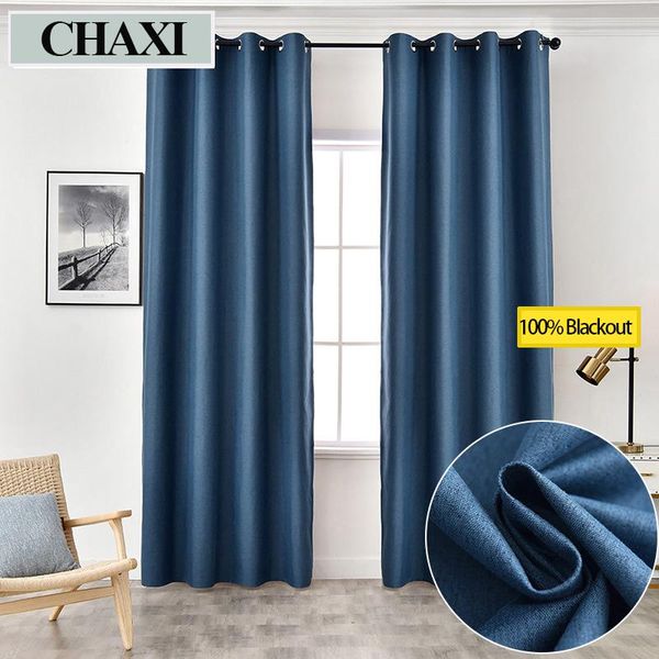 

curtain & drapes chaxi linen 100% blackout curtains for kitchen bedroom window treatment solid water proof living room custom made
