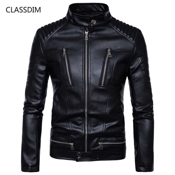 

men's jackets classdim moto biker leather men slim motorcycle jackets pu leather coats male multi-zipper short size5xl 5ip8, Black;brown