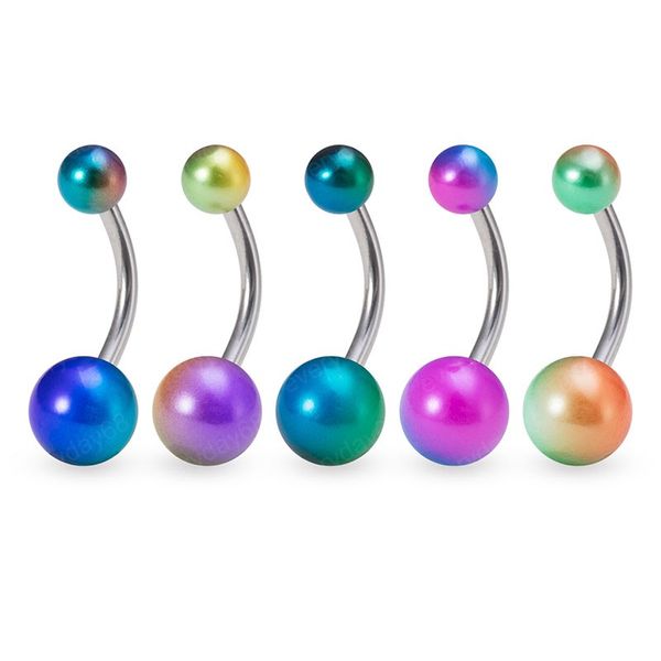 

acrylic ball belly button ring for women navel piercing stainless steel barbell bar ombligo stud colorful body jewelry, Silver