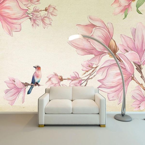 

wallpapers custom 3d wallpaper modern hand painted pink flowers mural living room tv bedroom romantic background wall decor papel de parede