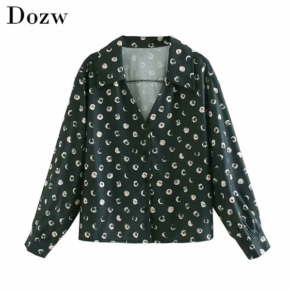 

women autumn polka dot blouse shirt fashion long sleeve loose ladies turn down collar casual blouses chemisier femme 210414, White