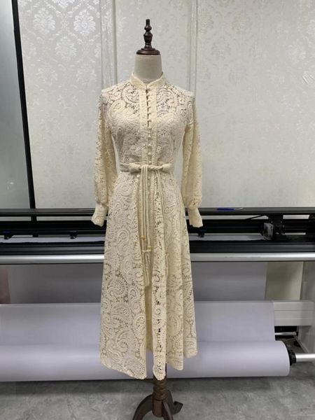

casual dresses 2021 summer women hollow lace long style dress holiday, Black;gray