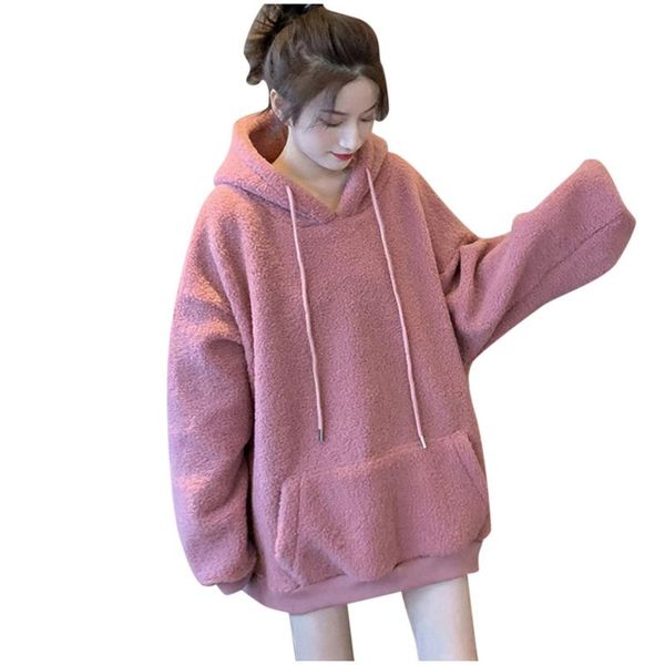 

drawstring lace up pullovers casual women o-neck long sleeve letter front pocket coats hooded fleece sweatshirt sweat women's hoodies, Black