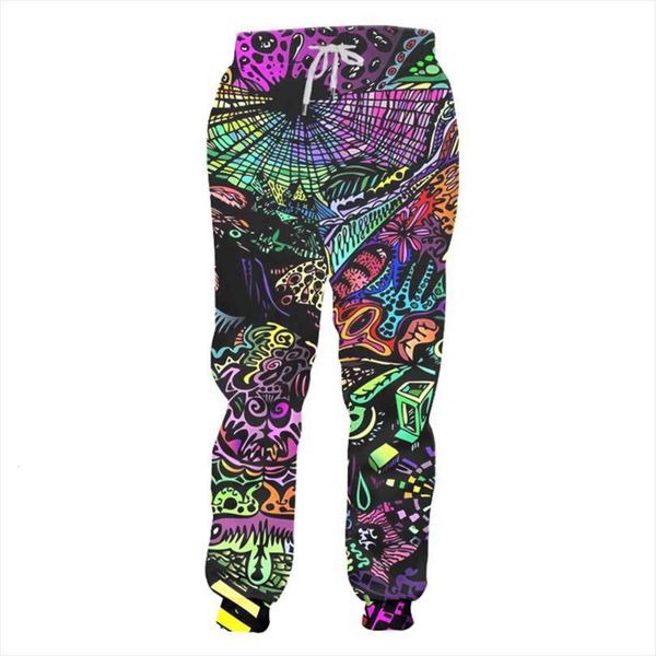 

ogkb women casuals 3d pants psychedelic graffiti joggers printed tracksuit hip hop streetwear oversized 6xl, Black