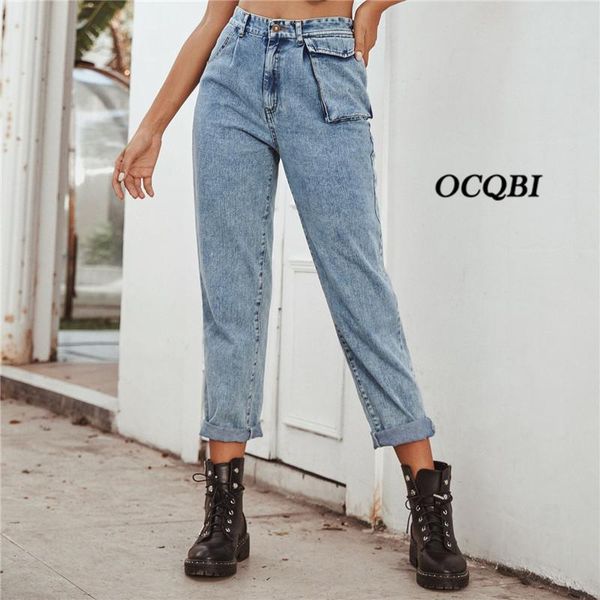 

women's jeans 2021 women vintage casual high waisted fashion denim blue straight