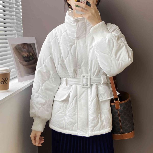 

women's down & parkas lingge cotton-quilted winter 2021 loose waist oversized female er warmer thick jacket belt, Black
