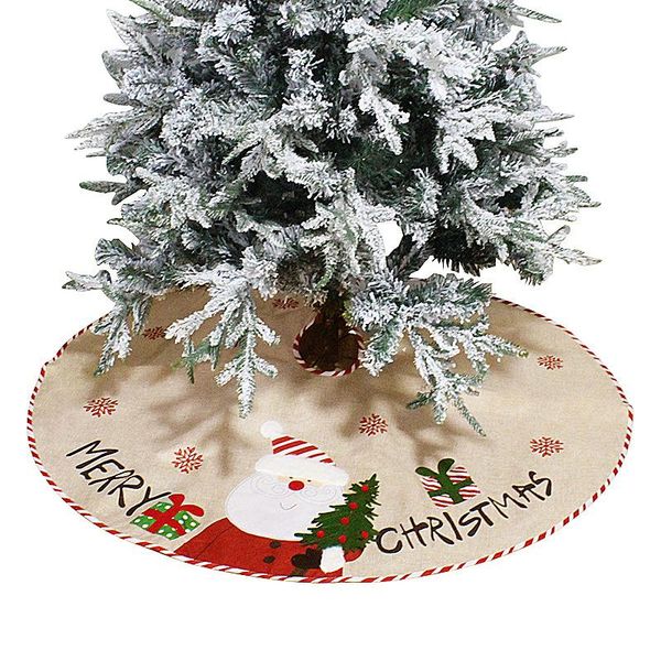 

christmas decorations 110cm linen embroidered tree skirt dress up santa claus apron drop