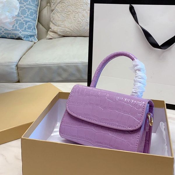 

mini alligator print tote bag women's fashion versatile shoulder bag bright solid color handbag with fixed handle messenger purse