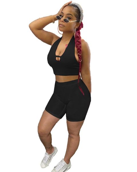 

women's tracksuits biker shorts 2 piece set and short two matching conjunto dos piezas mujer verano zomer kleding voor vrouwen, Gray