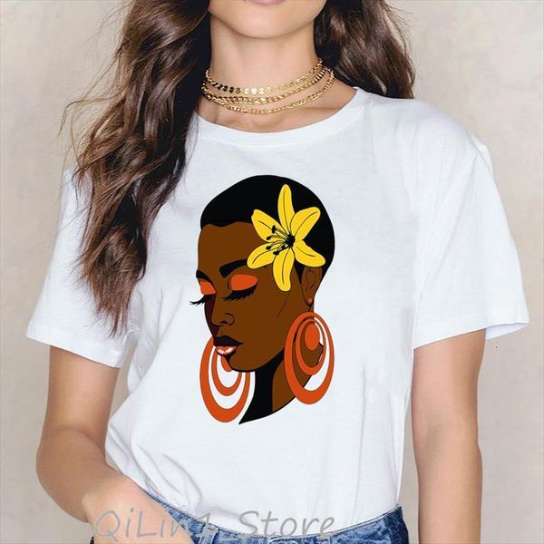 

vogue make up black men t shirt and women girl melanin femme summer harajuku white female streetwear, White;black