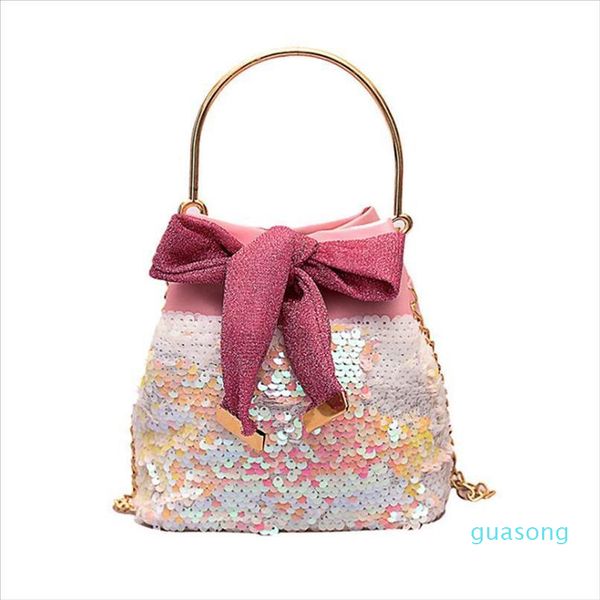 

womens bag fashion metal bow sequins wild bucket handbag messenger bolsa