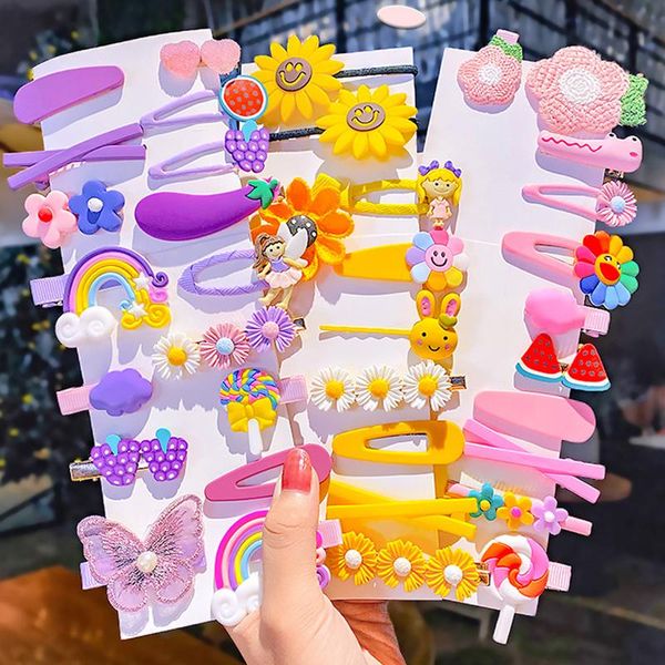 

hair accessories 12pc/10pc/8pc cute flower clip for girls cartoon hairpins headwear kids sweet bb barrettes, Slivery;white