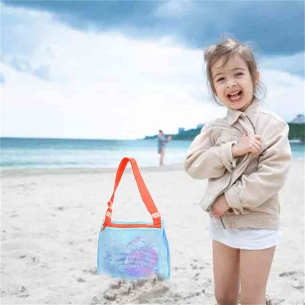 

beach kids bag zipper net children's shell collection toys swimming accessories beach school lunch bags backpacks children 3color g5389