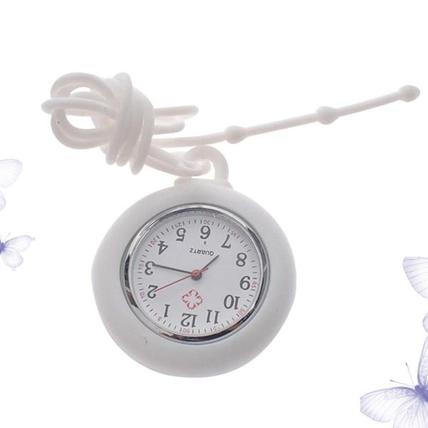 

pocket watches 1pc round watch silicone hanging gift (white), Slivery;golden