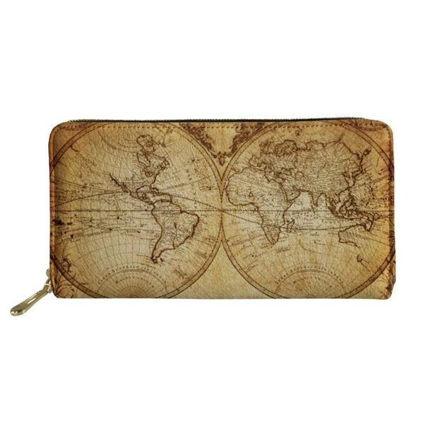 

wallets coloranimal fashion women luxury walletsvintage sheepskin map print casual female card holder cases waterproof travel phone bags, Red;black