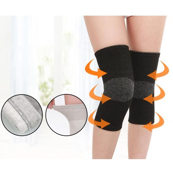 

knee support protector 1 pcs leg arthritis gym sleeve elasticated bandage pad charcoal knitted kneepads warm elbow & pads, Black;gray