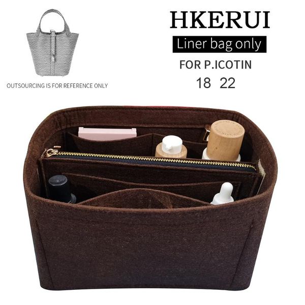 

cosmetic bags & cases for picotin 18 22 26 insert organizer makeup handbag organize inner purse portable base shaper -premium felt (handmade