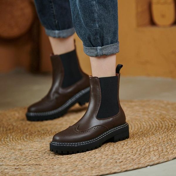 

boots 2021 winter women leather short fall shoes solid platform fashion black plus size