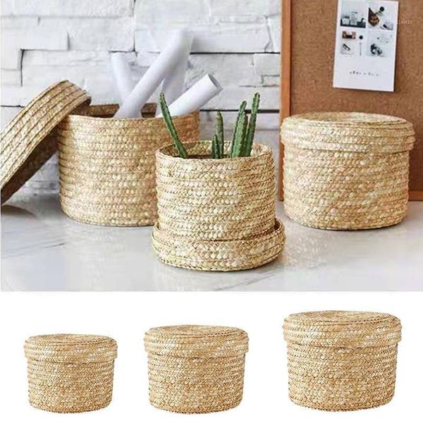 

storage baskets basket handmade straw woven box with lid snack laundry rattan flower kitchen organizer1