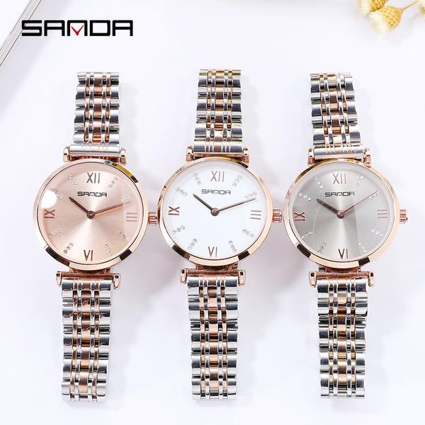 

wristwatches ladies watch luxury stainless steel resistant delicate beautiful girl quartz round watches women fashion, Slivery;brown