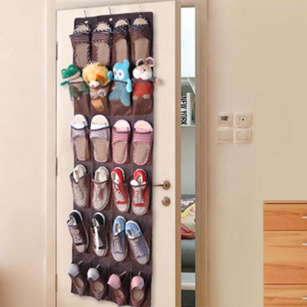 

pocket shoe organizer rack over the door hanging shoes storage bag closet space save hanger behind nail bedroom clothing & wardrobe