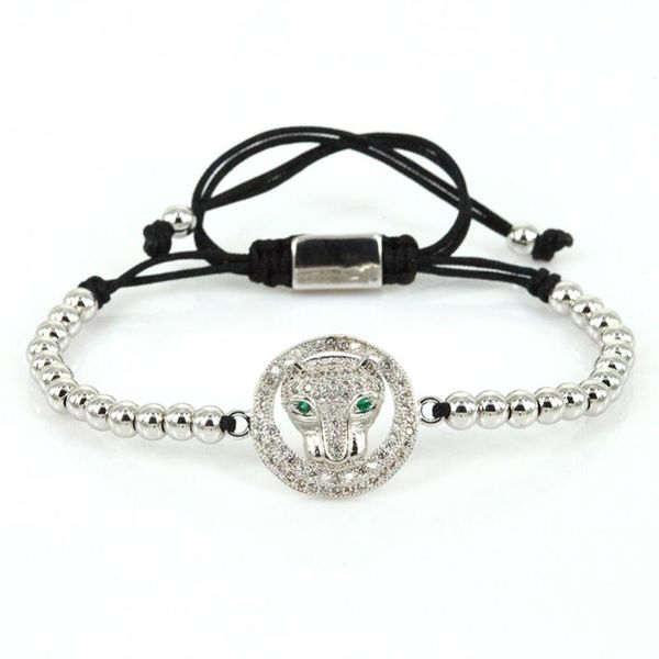

charm bracelets sale men anil arjandas leopard head micro white cz green eye briading macrame bracelet feminina zzb-10, Golden;silver