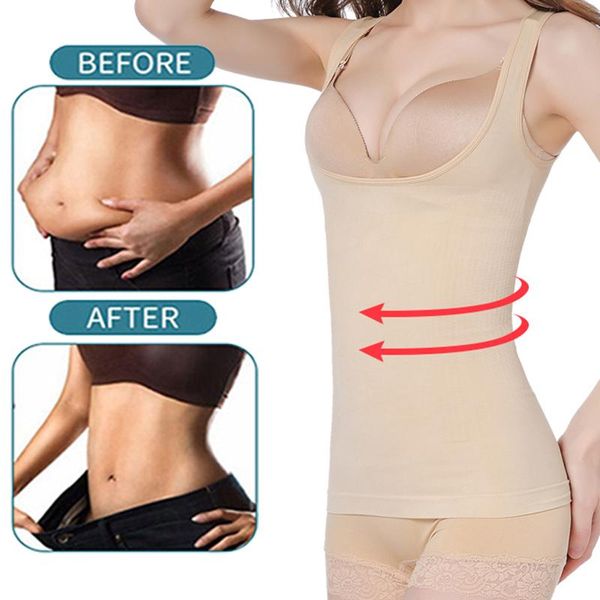 

women's shapers women shapewear camisole body shaper compression shirt waist trainer tummy slimming tank seamless corset, Black;white