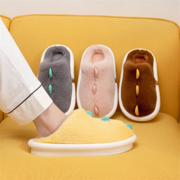 

indoor comfortable soft warm slippers men women non-slip winter plush home shoes flat eva thick sole, Black
