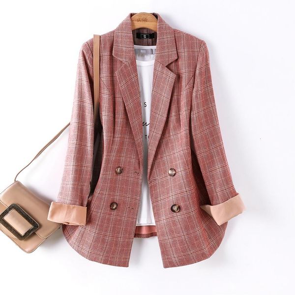 

women's suits & blazers new arrival casual women girl outerwear plaid jacket and blazer female ladies s-4xl red yellow gray spring autu, White;black