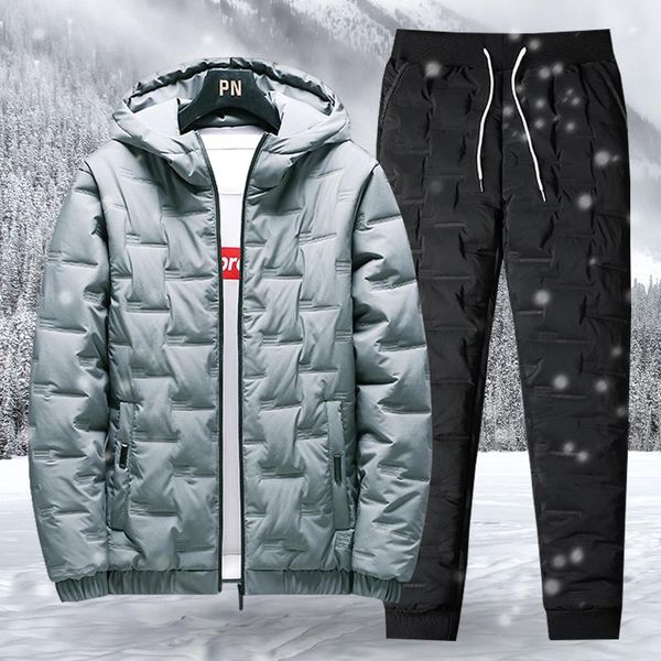 

men's tracksuits heavy coat sport suit two 4xl, Gray