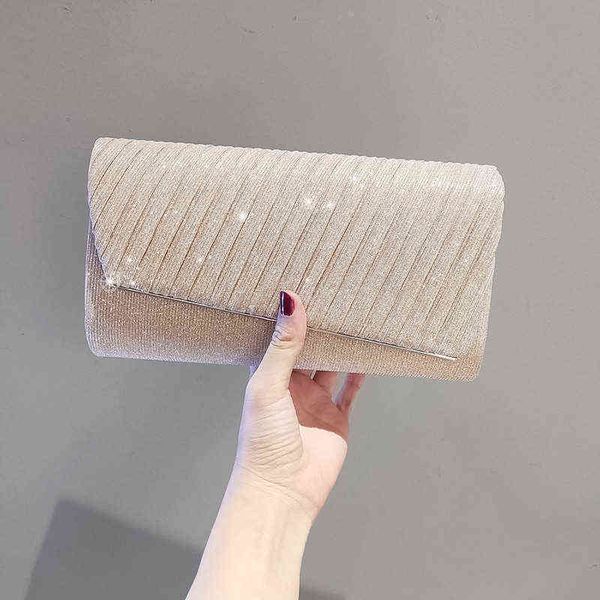 

golden evening bag simple pu three fold pleated hand held dinner bag ess ktv princess envelope
