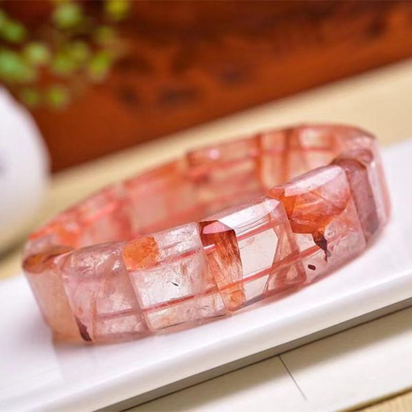

beaded, strands natural fire quartz crystal hand row braceets for women girl sweet simple fashion jewelry, Black