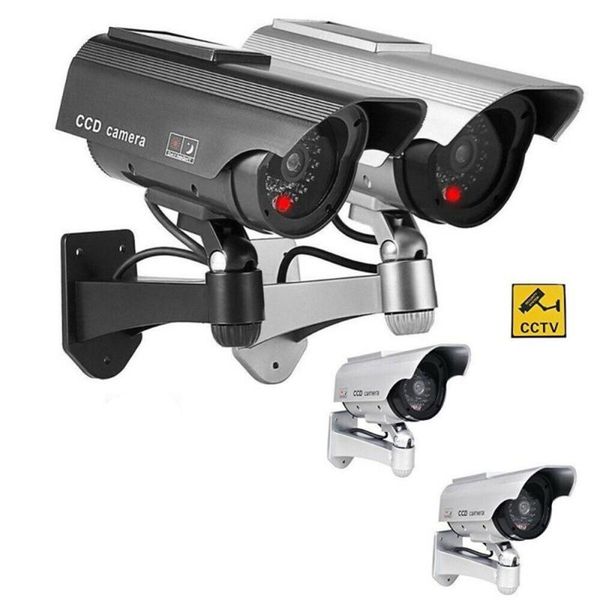 

webcams solar powered simulated dummy camera security cctv outdoor waterproof emulational ir led flash red