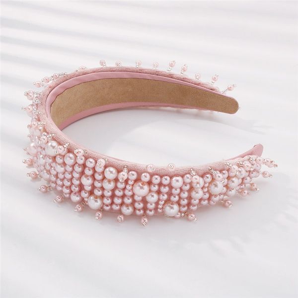 

affordable luxury designer headband full pearl bride hair hoop women's head bands hairstyle accessories in 4 colors f3195, Black;brown