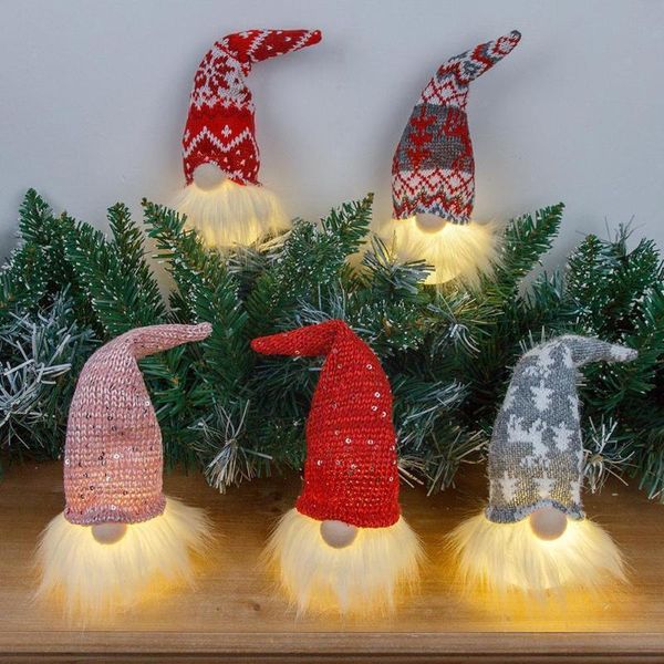 Weihnachtsdekorationen, leuchtende Zwerge, Baum-Anhänger, Elfen-Dekor, Licht, hängend, Weihnachtstisch, skandinavisch