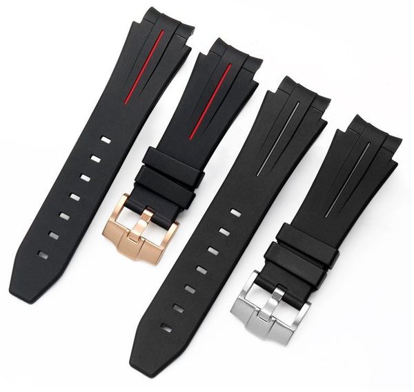 

watch bands accessories strap for water ghost yacht series soft silicone waterproof band pin buckle rubber bracelet 21mm belt, Black;brown