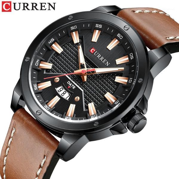 

fashion men's watch curren brand men quartz wristwatch clock with calendar vintage pu strap business watches relogio masculino wristwat, Slivery;brown
