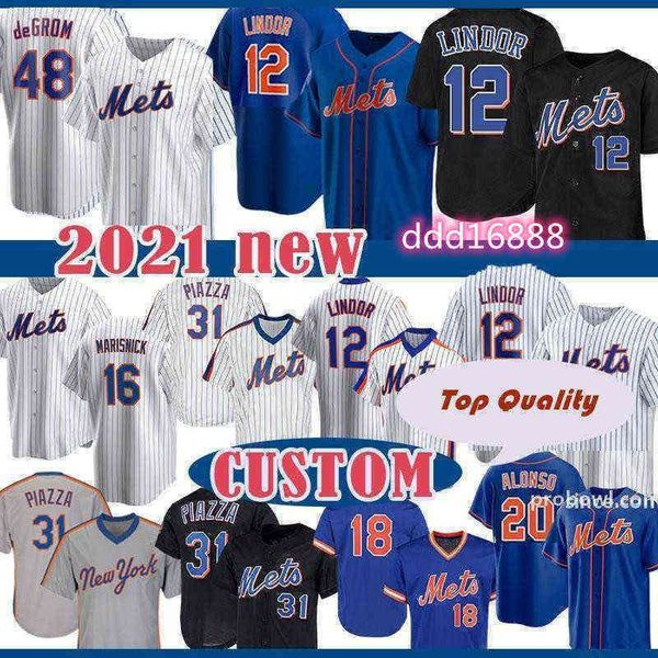 

custom 12 francisco lindor jersey jacob degrom 20 pete alonso jeff mcneil marcus stroman noah syndergaard strawberry baseball jerseys s-4xl, Black