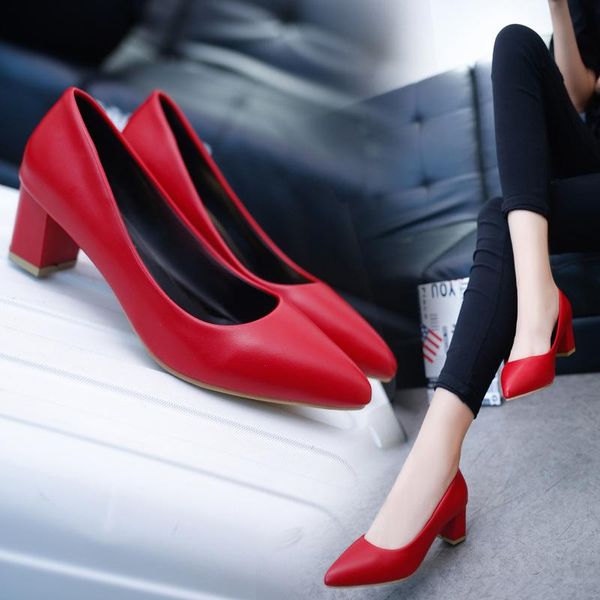 

dress shoes women's high-heeled autumn fashion thick heel shallow mouth one pedal professional single, Black
