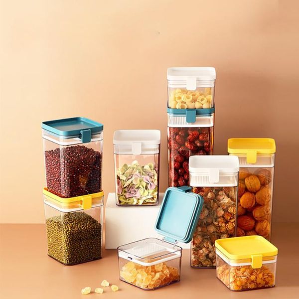 

storage bottles & jars 500/1000/1600ml food container plastic kitchen refrigerator noodle box multigrain tank transparent sealed